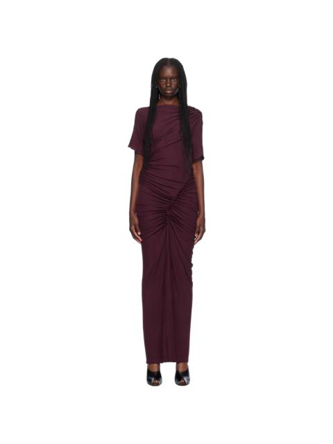 ATLEIN Purple Asymmetric Ruched Maxi Dress