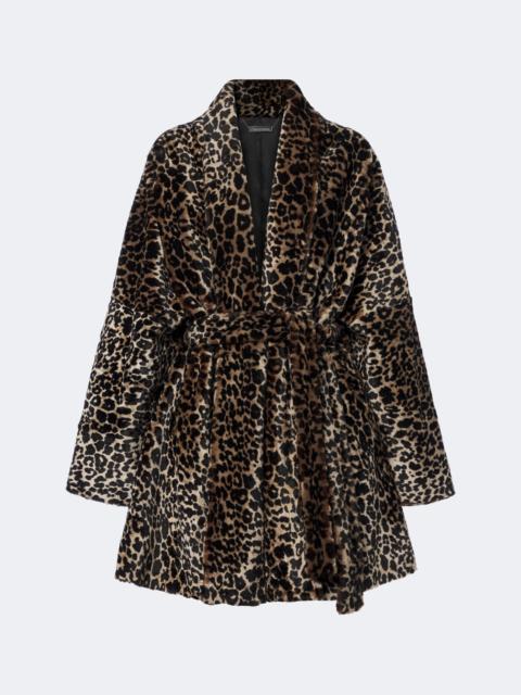 NOUR HAMMOUR Raquel leopard-print shearling wrap coat