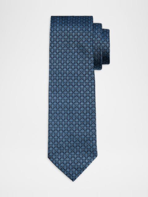FERRAGAMO Men's Alternating Gancio Jacquard Silk Tie