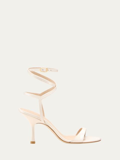 Stuart Weitzman Nudist Patent Leather Ankle-Wrap Sandals