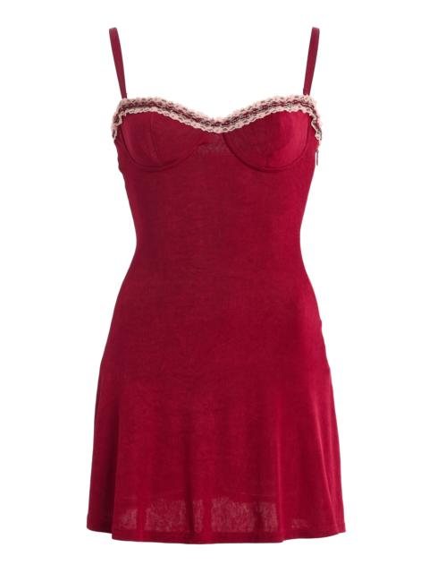 Mirror Palais Ruffled Chiffon Mini Dress red