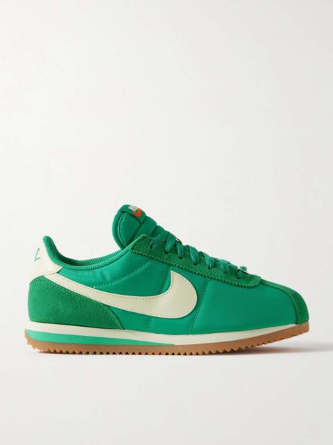 Cortez leather and suede-trimmed shell sneakers Bright green