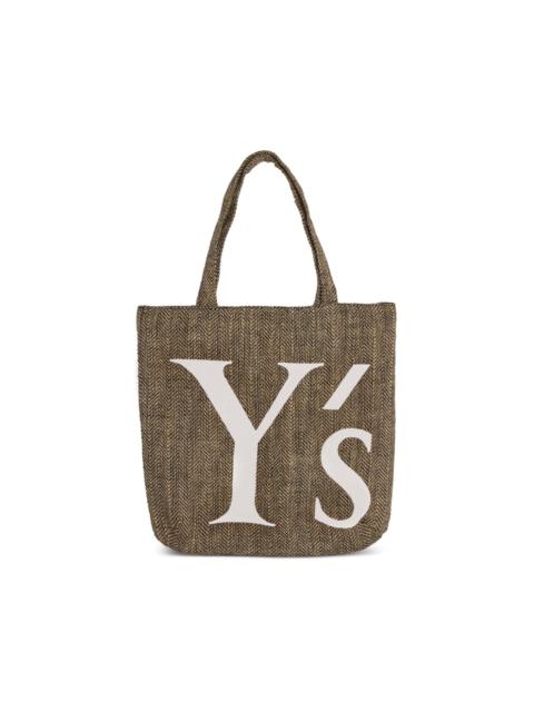 logo-print jute tote bag