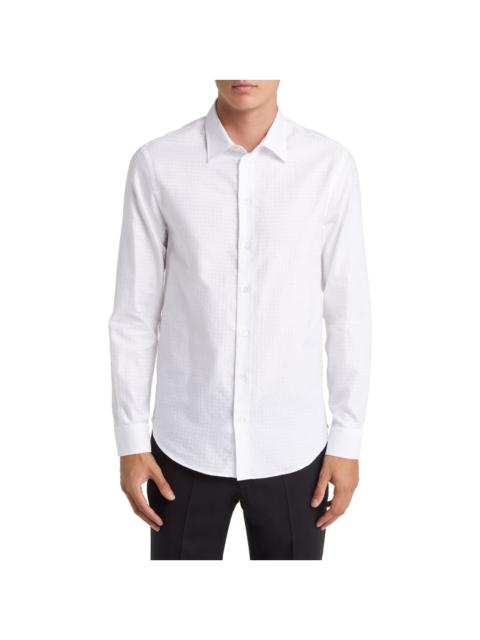 Emporio Armani Tonal Stripe Cotton Button-Up Shirt in White at Nordstrom