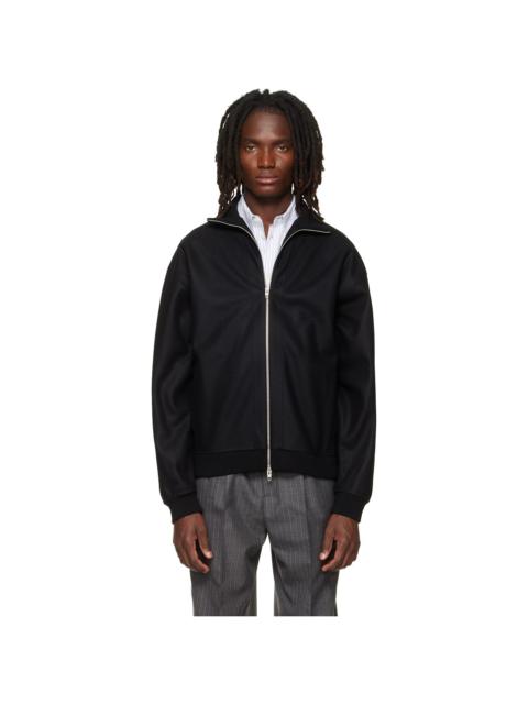 Jil Sander Black Wool Melton Zip-Up Jacket
