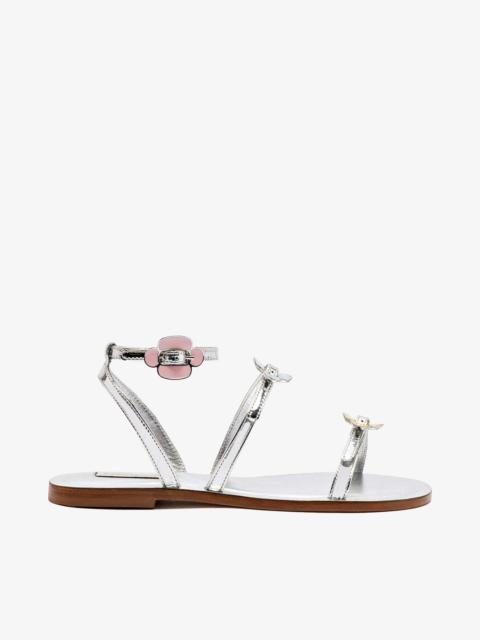 Larroudé Tinx Flat Sandal In Silver Specchio