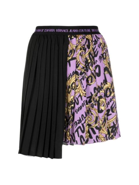VERSACE JEANS COUTURE logo brush-print pleated skirt