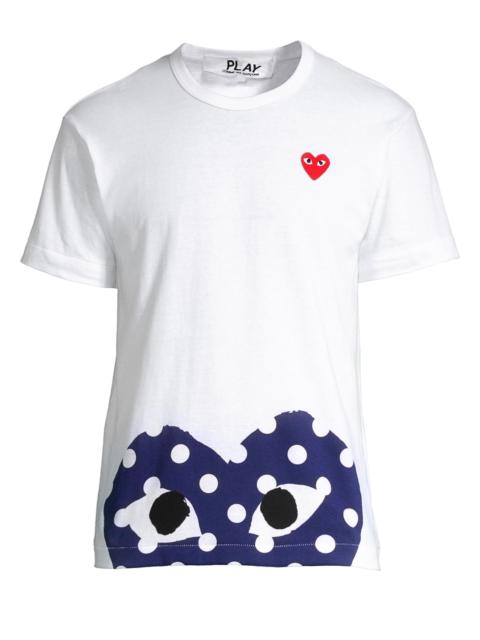 Comme des Garçons PLAY Men Half Polka Dot Graphic Tee - White
