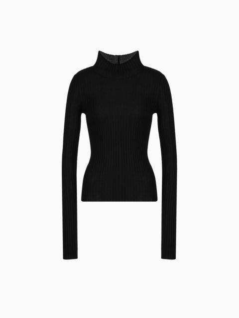 GIORGIO ARMANI GIORGIO ARMANI NEVE RIBBED CASHMERE MOCK-NECK JUMPER