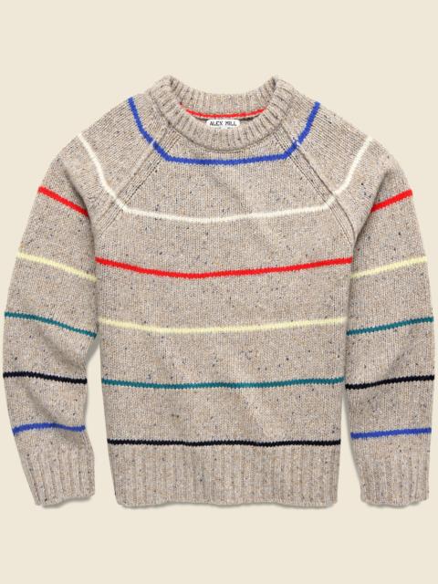 ALEX MILL Raglan Striped Crew Sweater - Oatmeal