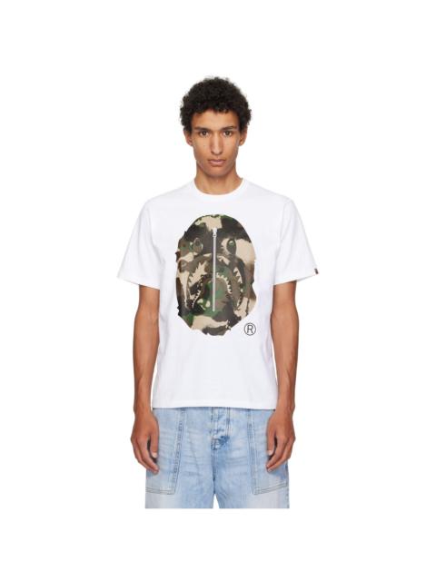 A BATHING APE® White Map Camo Ape Head Shark T-shirt