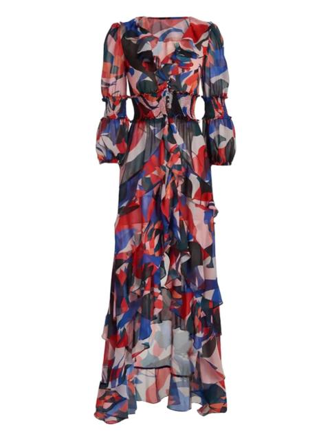 PatBO ruffled-printed asymetric dress