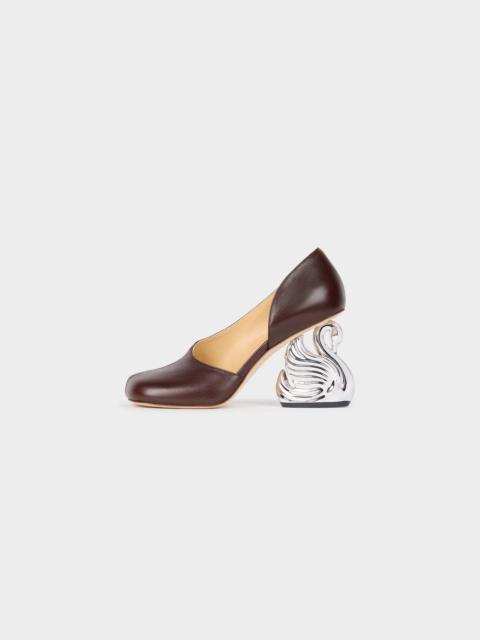 A.W.A.K.E. MODE VESPER SHOES WITH SWAN HEEL BROWN SILVER GOLD
