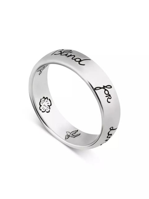Sterling Silver Blind for Love Engraved Thin Band