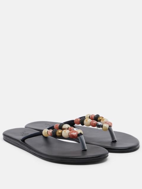 ANCIENT GREEK SANDALS Saionara beaded leather thong sandals