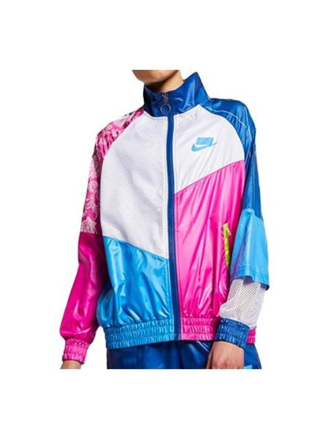 (WMNS) Nike Sportswear Woven Jacket White/Pink/Blue Colorblock AR3026-412