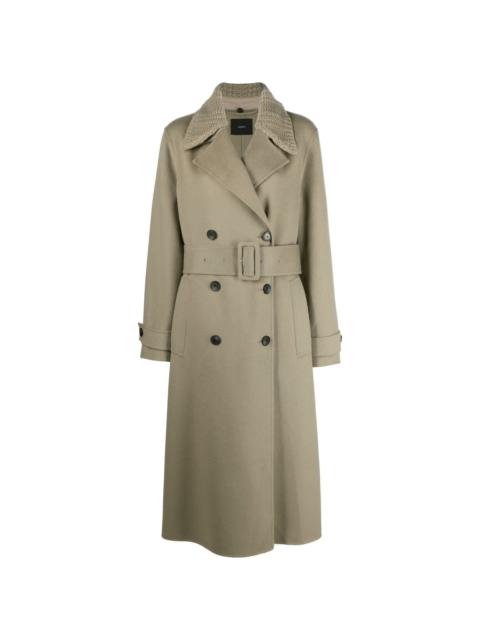 Merton contrast-collar double-breasted trench coat
