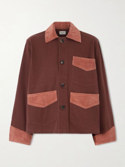 BODE Corduroy-trimmed cotton-twill jacket Brown