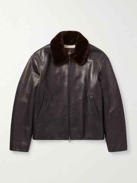 Loro Piana Baydan Shearling-Trimmed Aviator Jacket