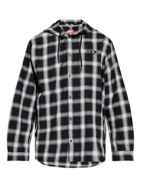 Diesel hooded plaid shirt