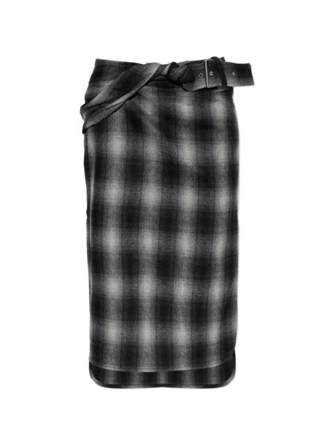 IRO Iro Nylane Check Belted Midi Skirt