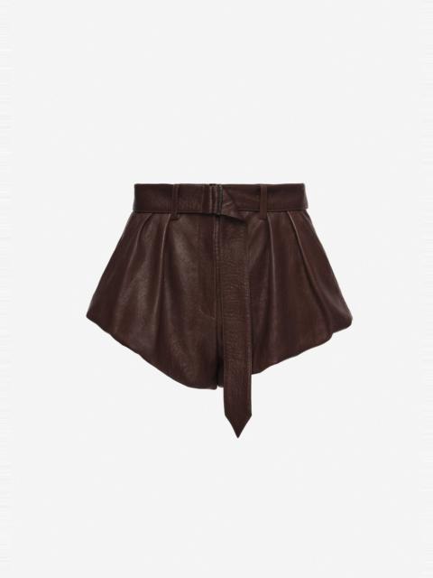 MAGDA BUTRYM Flared leather shorts in brown
