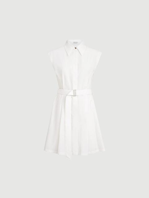 Brunello Cucinelli Techno cotton texture twill belted mini shirt dress with monili