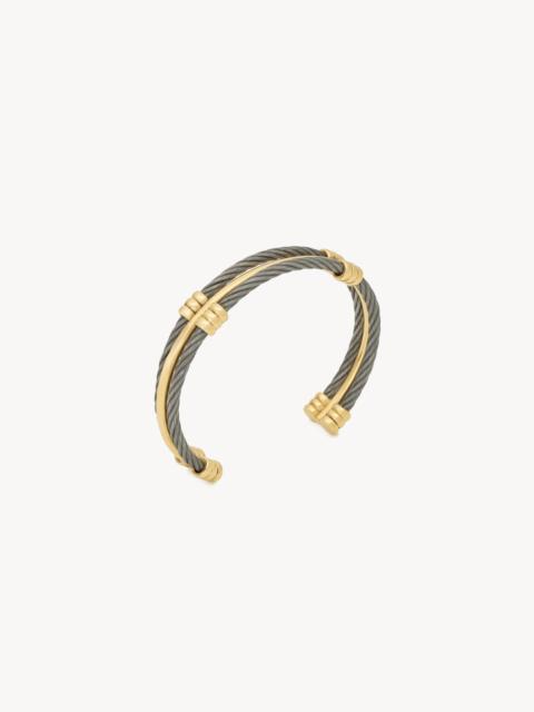 SAINT LAURENT DOUBLE CABLE CUFF IN METAL