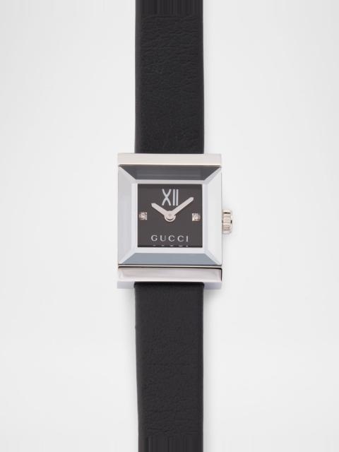 GUCCI 14x18mm G-Frame Small Square Watch with Leather Strap