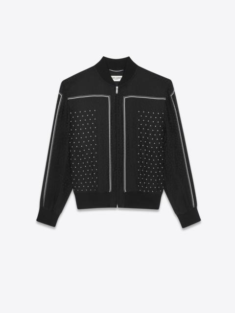 SAINT LAURENT teddy jacket in monogram dotted-print silk