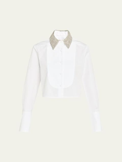 TWP Sedgewick Embellished-Collar Cropped Shirt