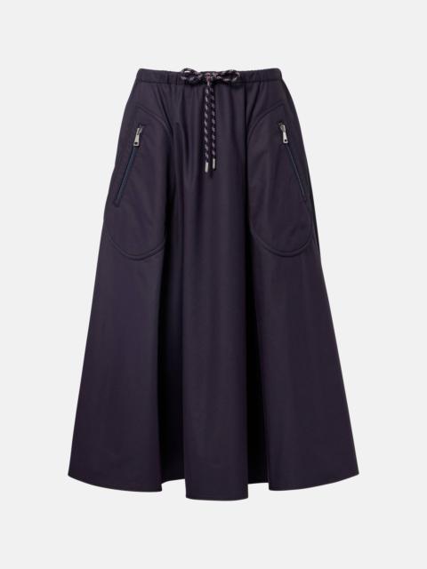 Cotton-blend jersey midi skirt