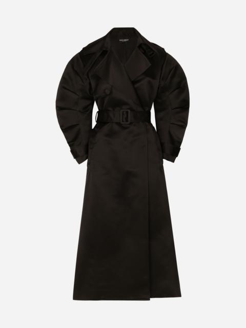 Duchesse trench coat with gathered sleeves