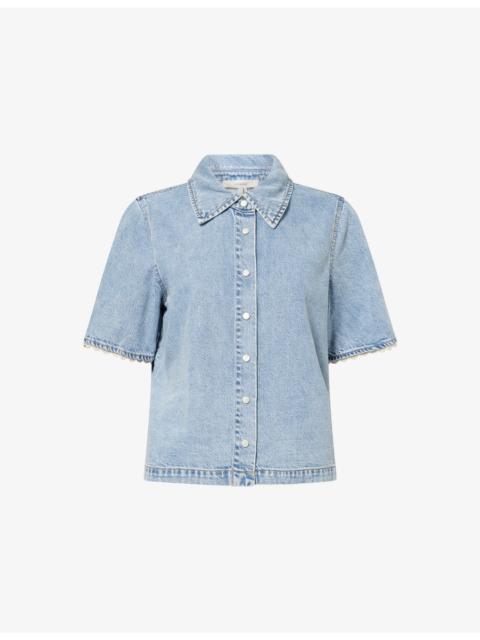 FRAME The Crochet-Trim Denim Shirt