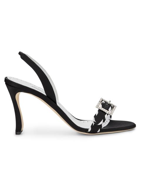 Manolo Blahnik Women's 90MM Sumbasan Embellished Buckle Slingback Sandals - Black