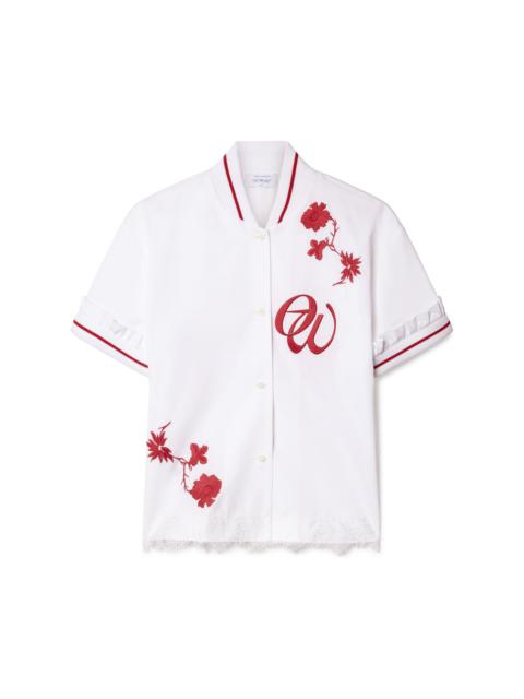 Off-White Poplin Ow Embr Baseball Shirt
