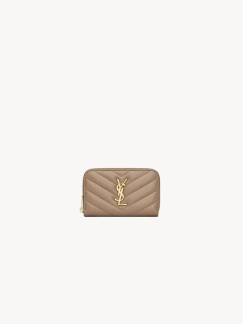 SAINT LAURENT CASSANDRE MATELASSÉ COIN CARD WALLET IN LAMBSKIN