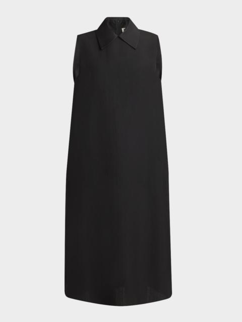 Jil Sander Mixed-Media Sleeveless Collared Midi Dress