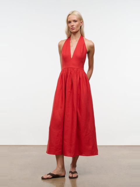 STAUD STAUD GRAZIA LINEN DRESS TOMATO