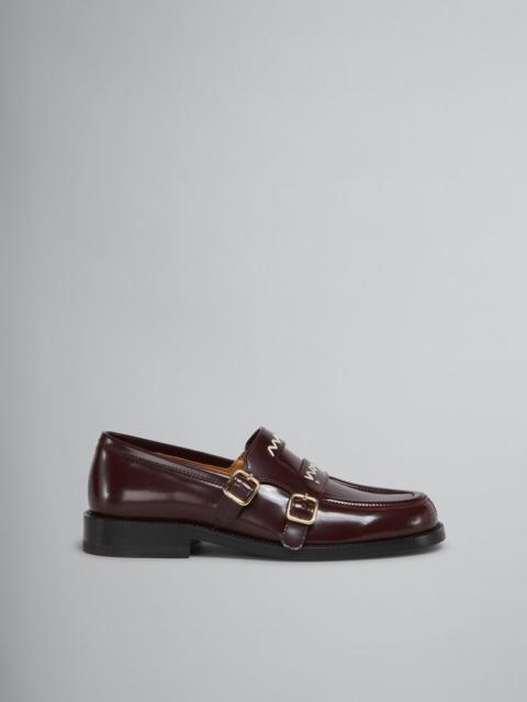 Marni Embroidered buckle-embellished patent-leather mules