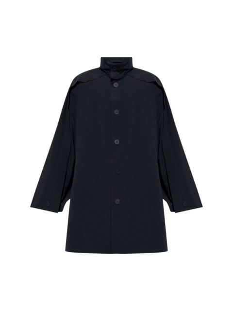 Wing stand-collar mid-length coat