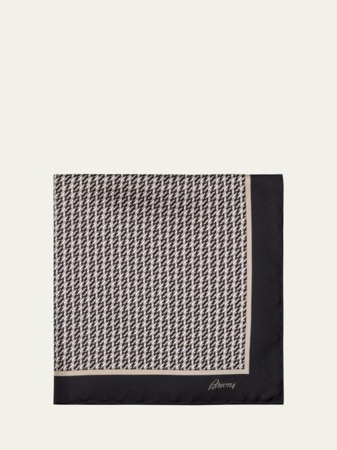 Brioni Men's Geometric Zig-Zag Silk Pocket Square