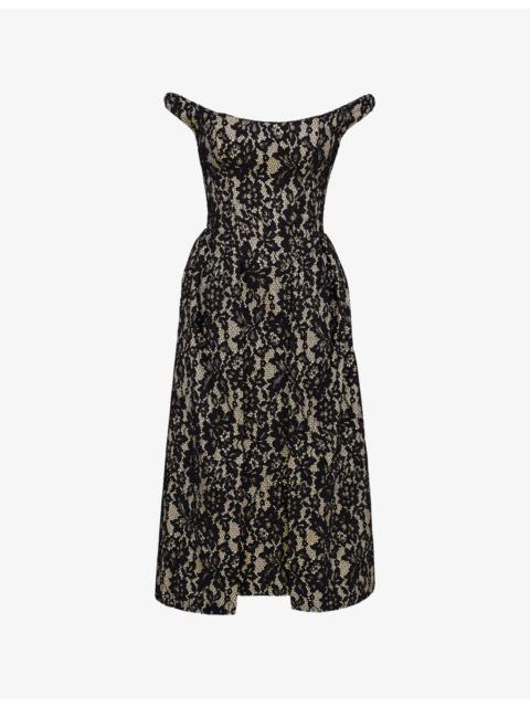 House of CB Charming Off-Shoulder Lace Midi Dress