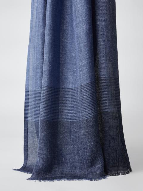 Brunello Cucinelli Silk and linen chevron scarf with stripes