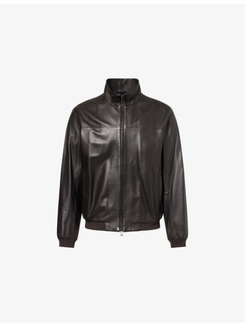 EMPORIO ARMANI Core Stand-Collar Leather Jacket