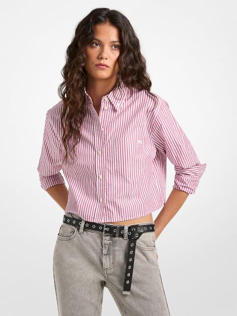 MICHAEL KORS Striped Cotton Poplin Cropped Oxford Shirt