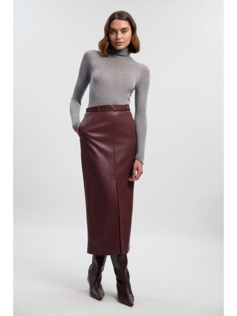 KAREN MILLEN Faux Leather Tailored Midi Pencil Skirt