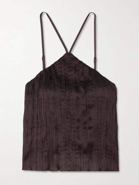 STAUD Akari Plissé-satin Top