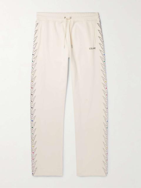 CELINE Straight-Leg Embellished Jersey Track Pants
