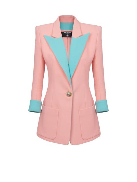 1-button double crepe two-tone jacket